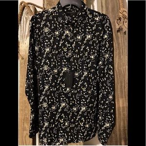 John Varvatos Blue White Skull Long Sleeve Shirt L